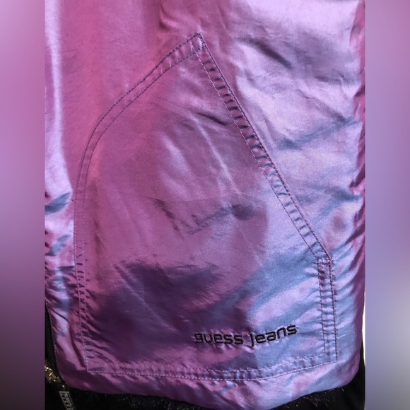 Guess size large purple faux fur reversible vest pockets inside & out - Picture 14 of 16